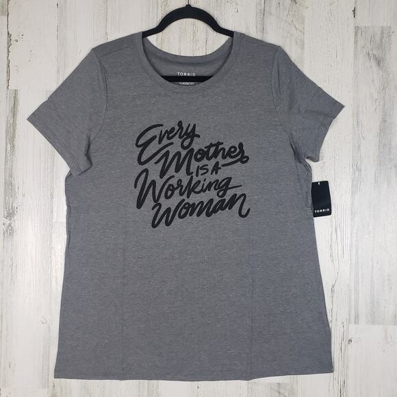NWT Torrid Everyday Signature Jersey Knit Grey Mother T-Shirt Women's Size 0/L - Picture 1 of 7